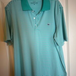Vineyard Vines Green Striped Polo Shirt Size Medium